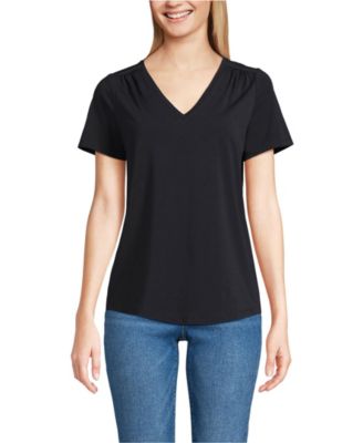 Women's Short Sleeve Lightweight Jersey Gathered Shoulder T-Shirt