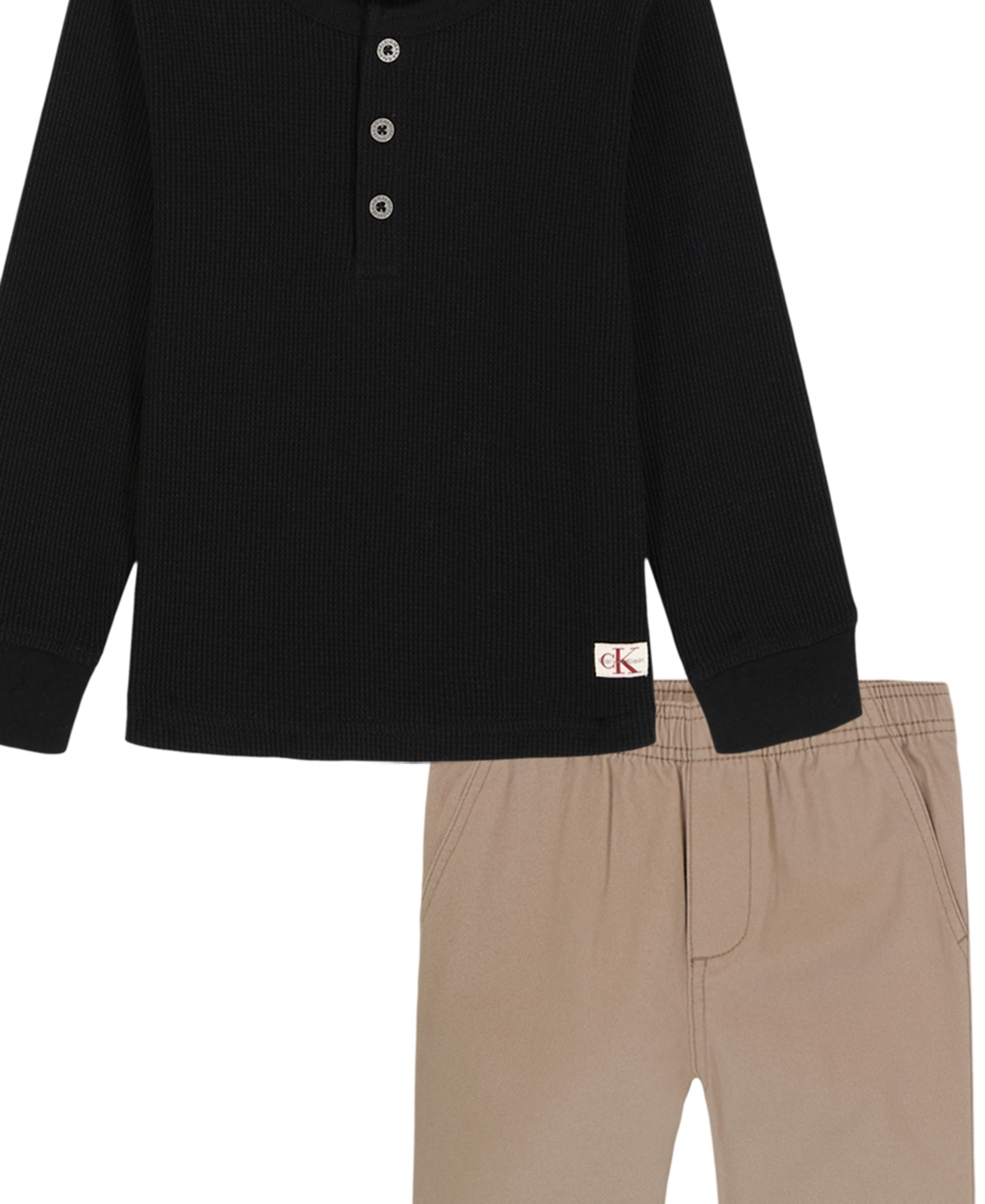 Calvin Klein Toddler And Little Boys 2-piece Henley T-shirt And Twill Joggers Set In Multi