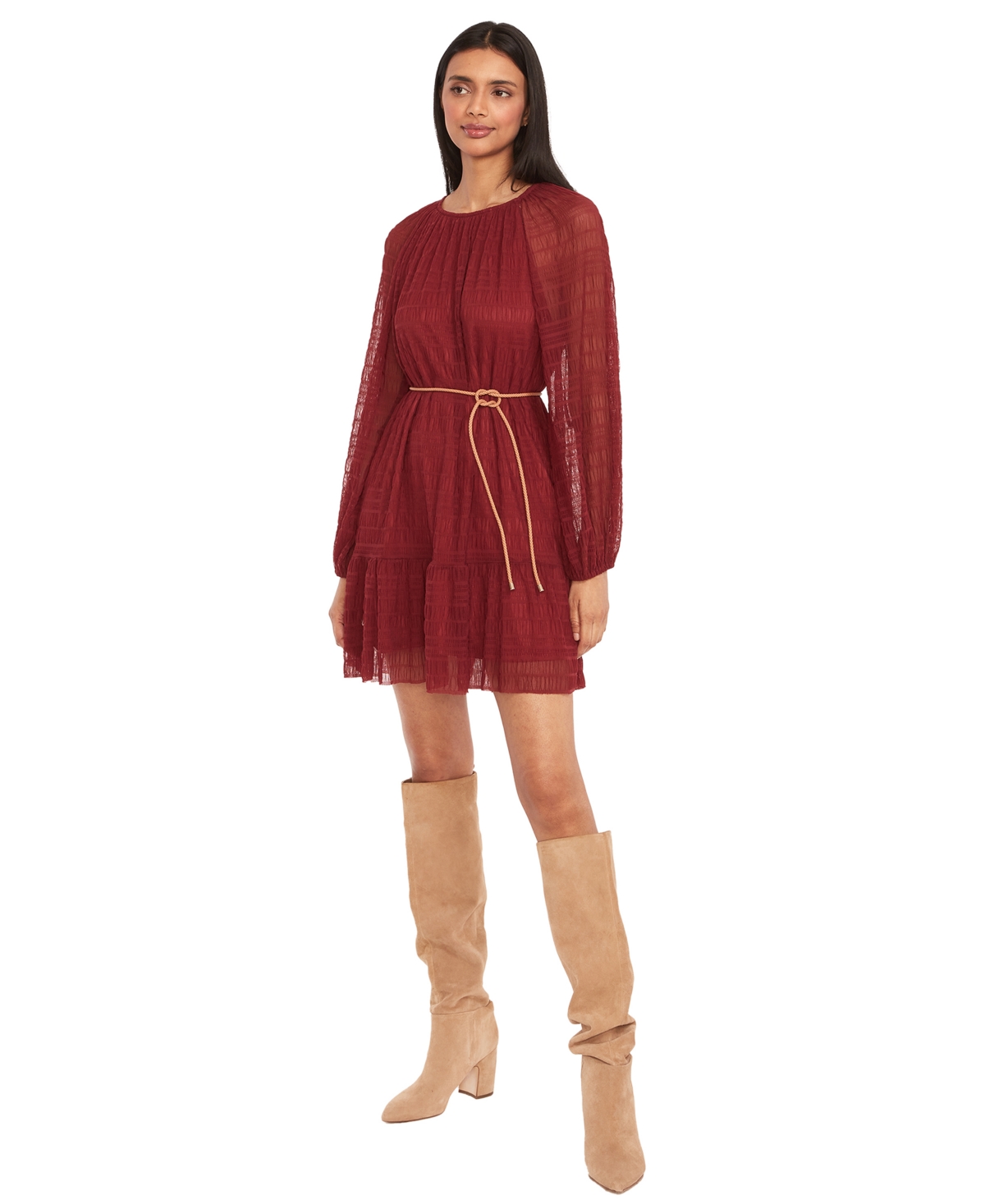 The Good Journey Women's Long Sleeve Mini Dress In Brown
