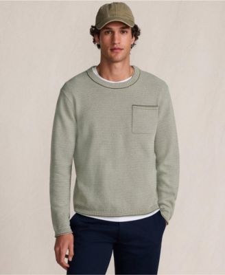 Men's Long Sleeve Textured Cotton Crewneck Sweater