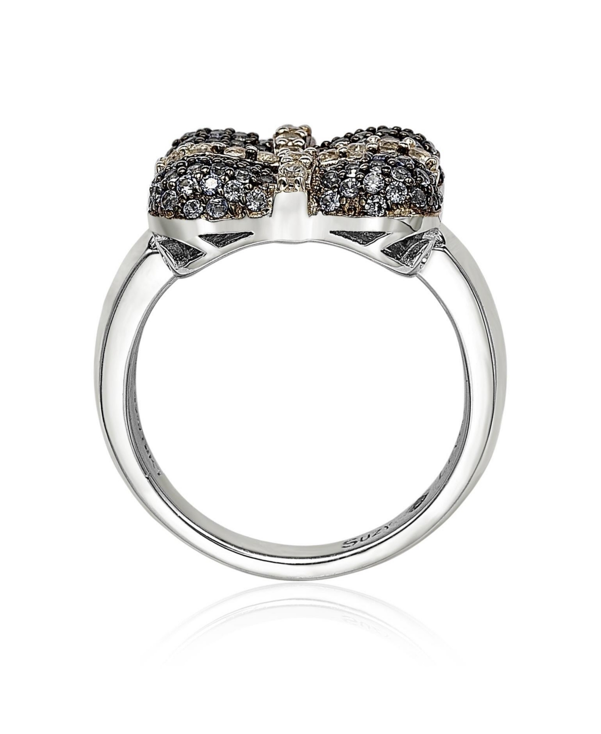 Suzy Levian New York Suzy Levian Sterling Silver Sapphire & Created White Sapphire Wrapped Cushion Ring