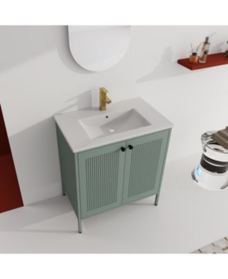 30" Freestanding Bathroom Vanity with Ceramic Sink and Storage Cabinet