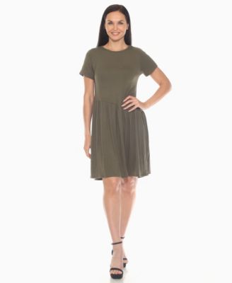 Women's Asymmetrical Waist and Short Sleeve Swing Dress