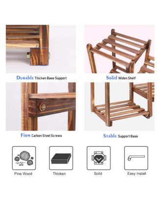 Multi-Tier Wood Plant Stand Rack 10 Pot Flower Display Shelf