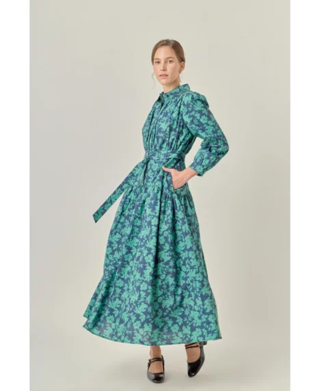 Petites Fall Printed Midi Dress - No Color