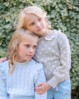 Little and Big Girls' Organic Long Sleeve Peter Pan Collar Sweater