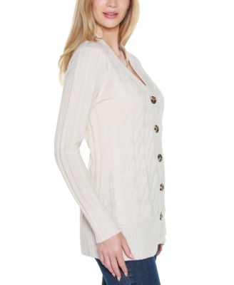 Women's Button-Front Cable Cardigan Sweater