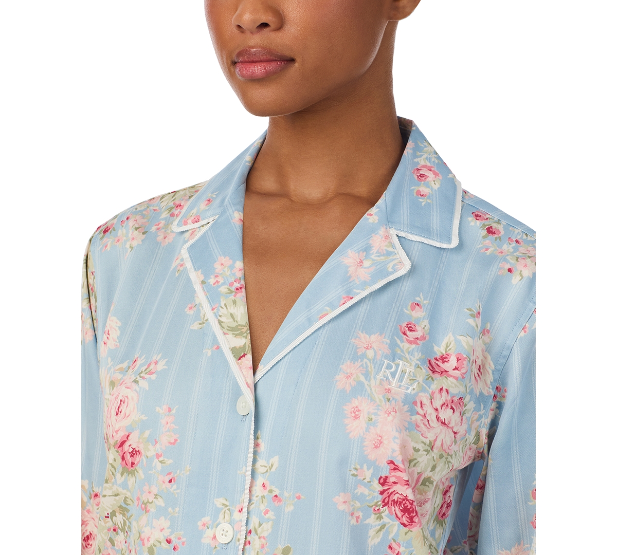 Ralph Lauren Women's Floral Print Pajama Set In Blue