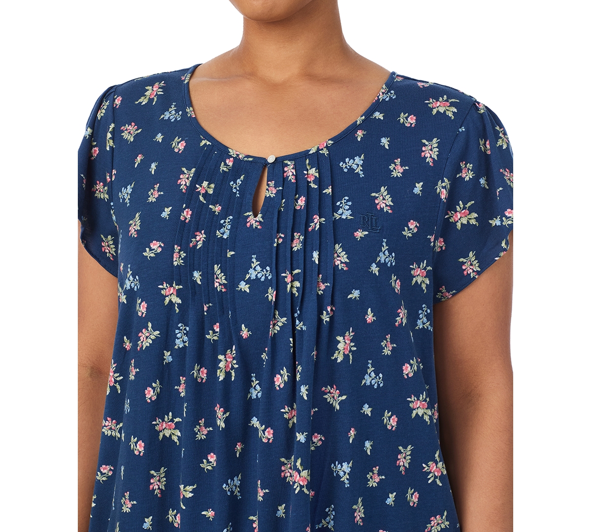 Ralph Lauren Plus Size Flutter Sleeve Short Nightgown In Blue