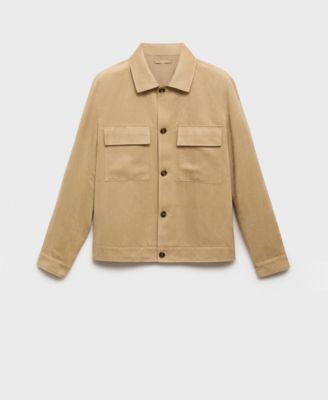 Men's Suede Leather-Effect Overshirt