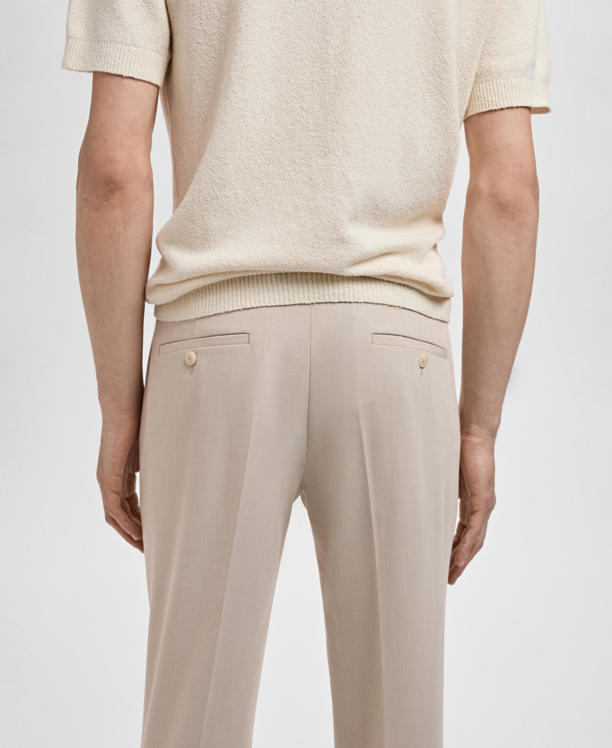 Mango Slim Fit Flat Front Pants In Neutral