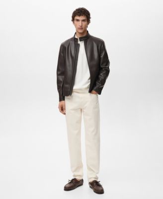 Men's Zip-Up Leather-Effect Jacket