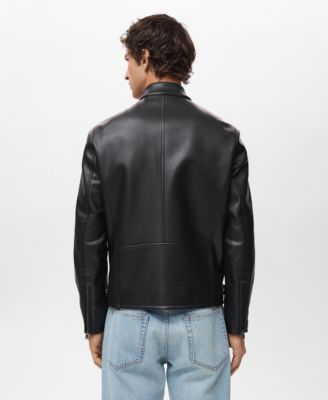Men's Zip-Up Leather-Effect Jacket