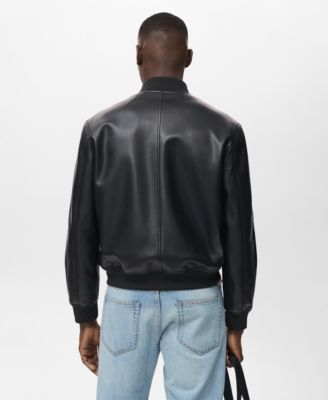 Men's Leather-Effect Bomber Jacket