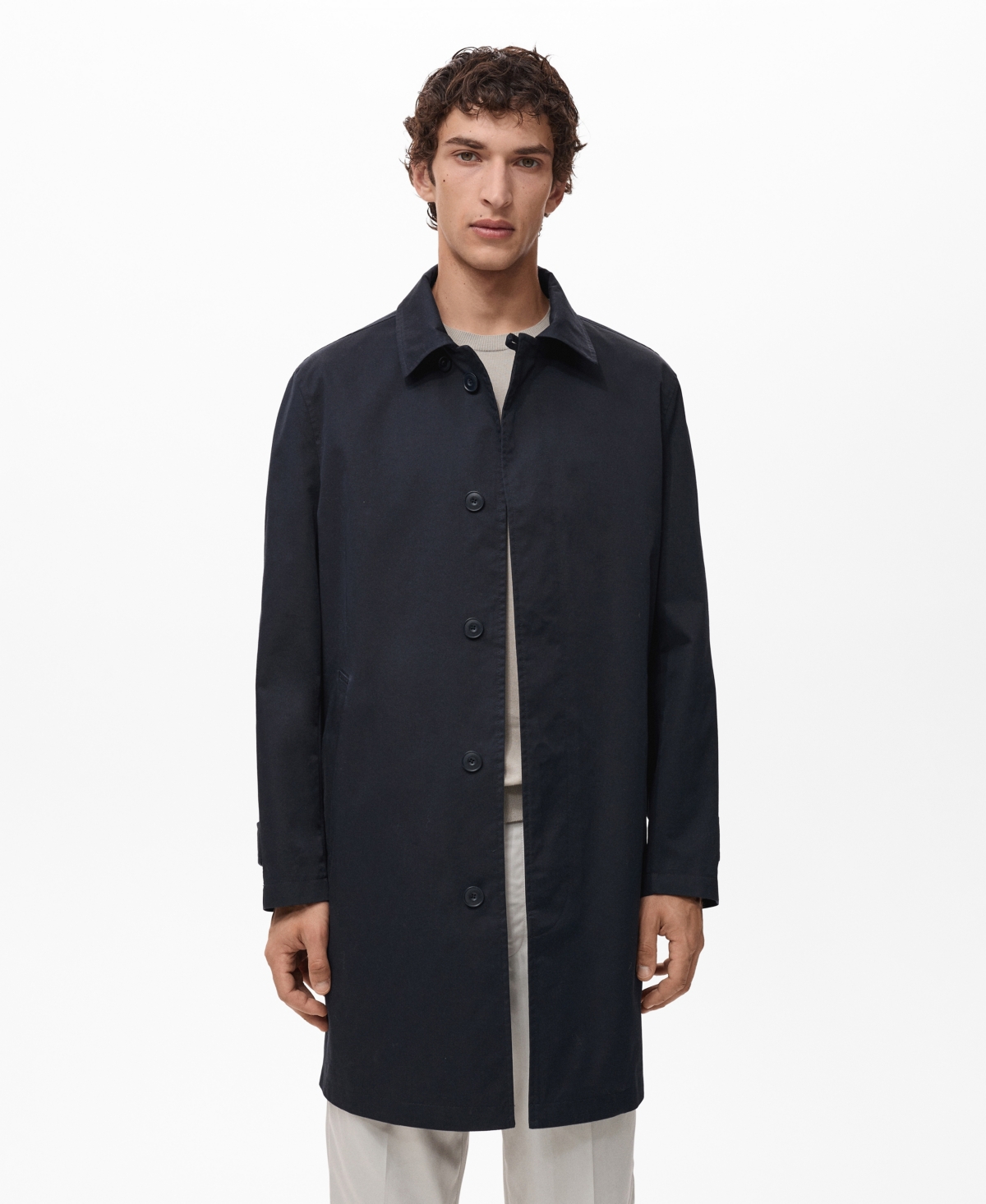 Mango Men's Classic Water-repellent Trench Coat In Blue