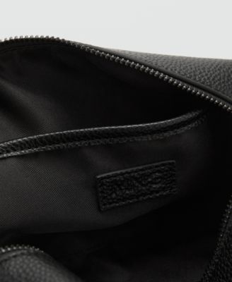 Men's Contrast-Strap Pebbled Cosmetic Bag