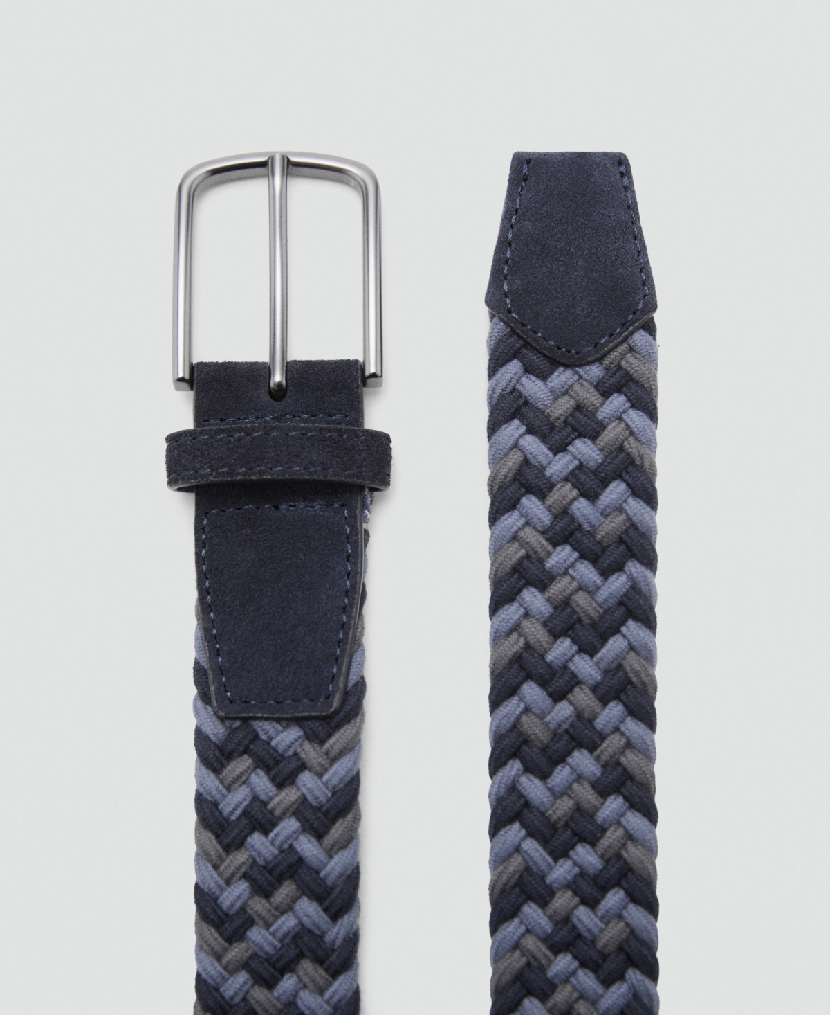 Mango Men's Braided Elastic Colored Belt In Gray