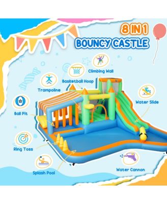 8 in 1 Inflatable Bounce House Water Slide with 550W High Power Blower