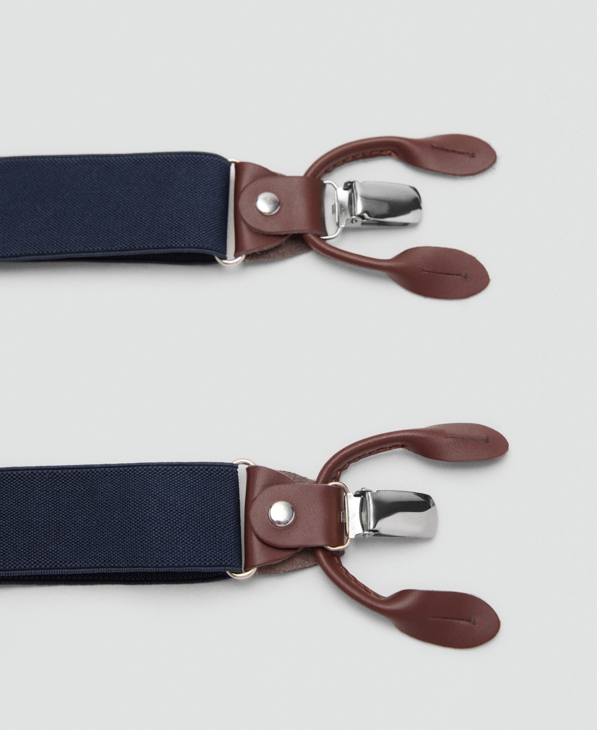 Mango Men's Leather Details Adjustable Elastic Suspenders In Blue