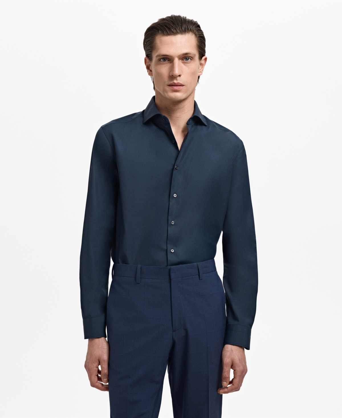Mango Slim Fit Cotton Poplin Button-up Shirt In Black