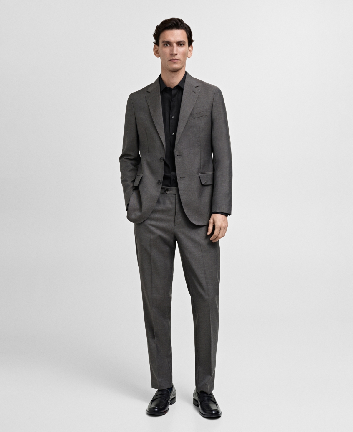 Mango Slim Fit Cotton Poplin Button-up Shirt In Black