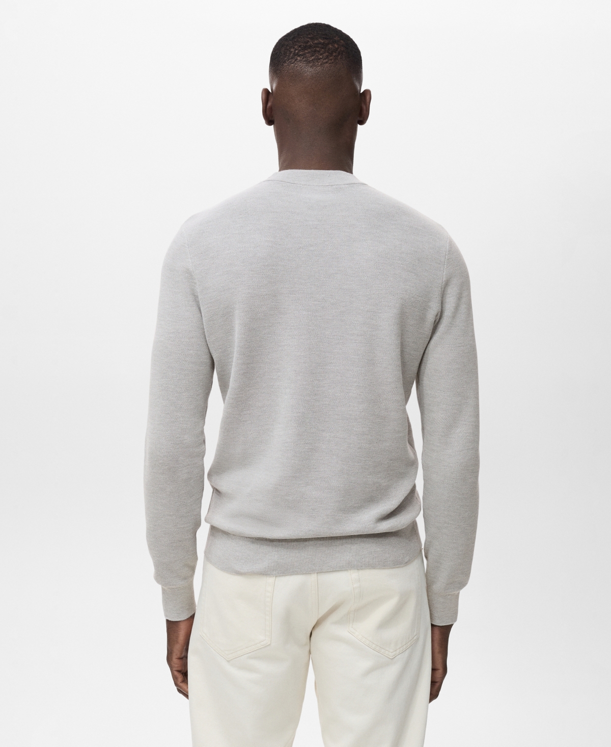 Mango Men's Microstructure Cotton Knitted Sweater In Gray