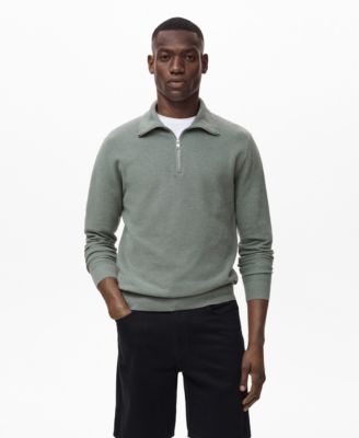 MANGO - Men's Zipper Collar Microstructure Sweater