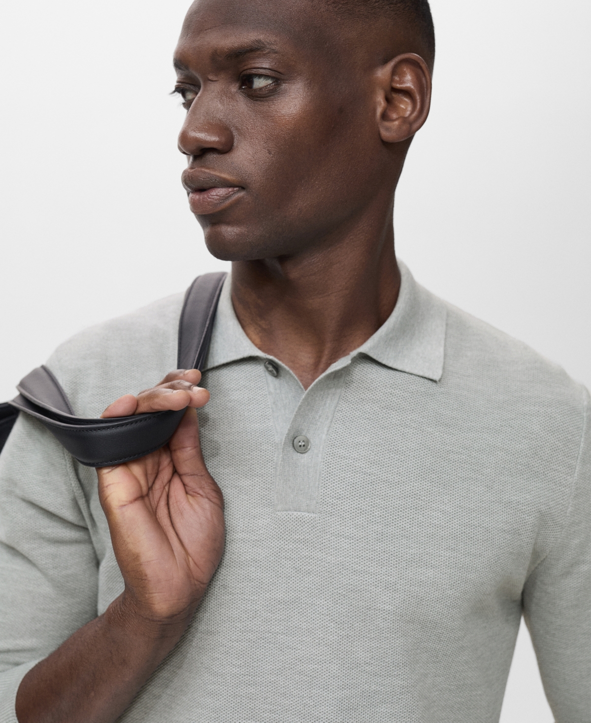 Mango Men's Micro-structured Cotton Polo Shirt In Gray