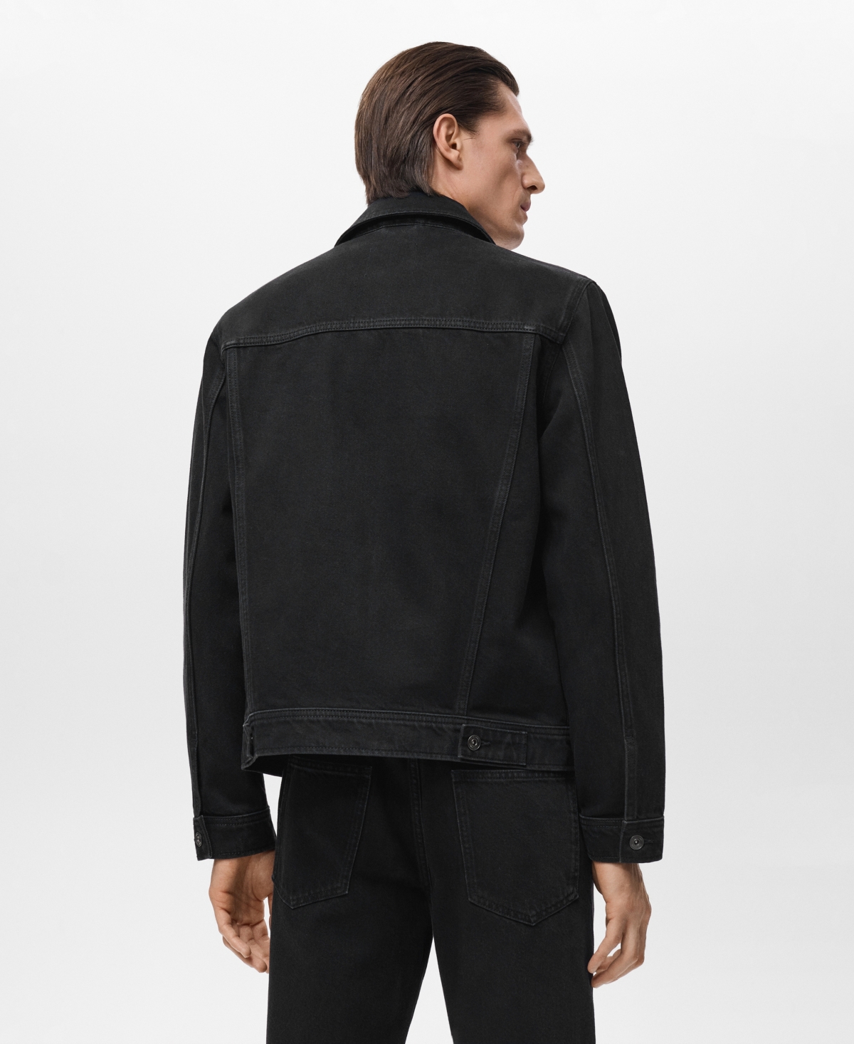 Mango Men's Pockets Denim Jacket In Black