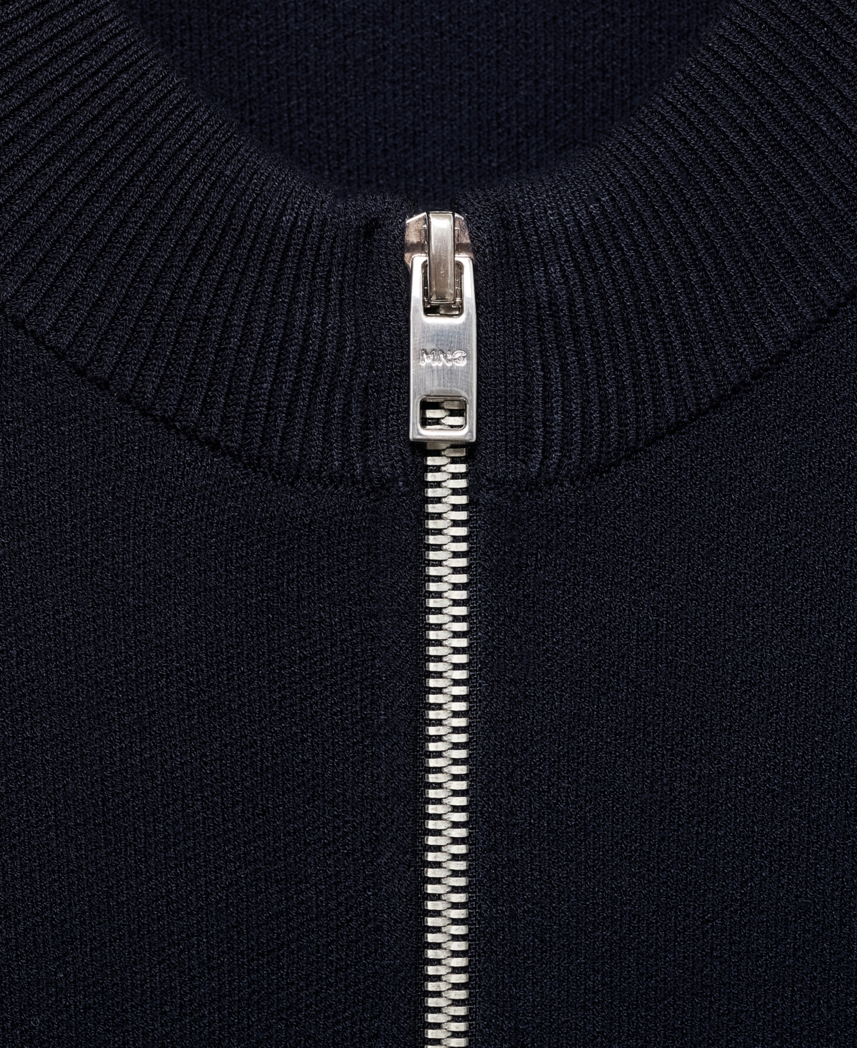 Mango Crewneck Zip Cardigan In Blue