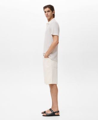 Men's Openwork Knitted Cotton Polo Shirt