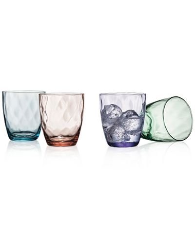 Closeout! The Cellar Optic Color Collection 4-Pc. Double Old-Fashioned Glasses, Only at Macy's