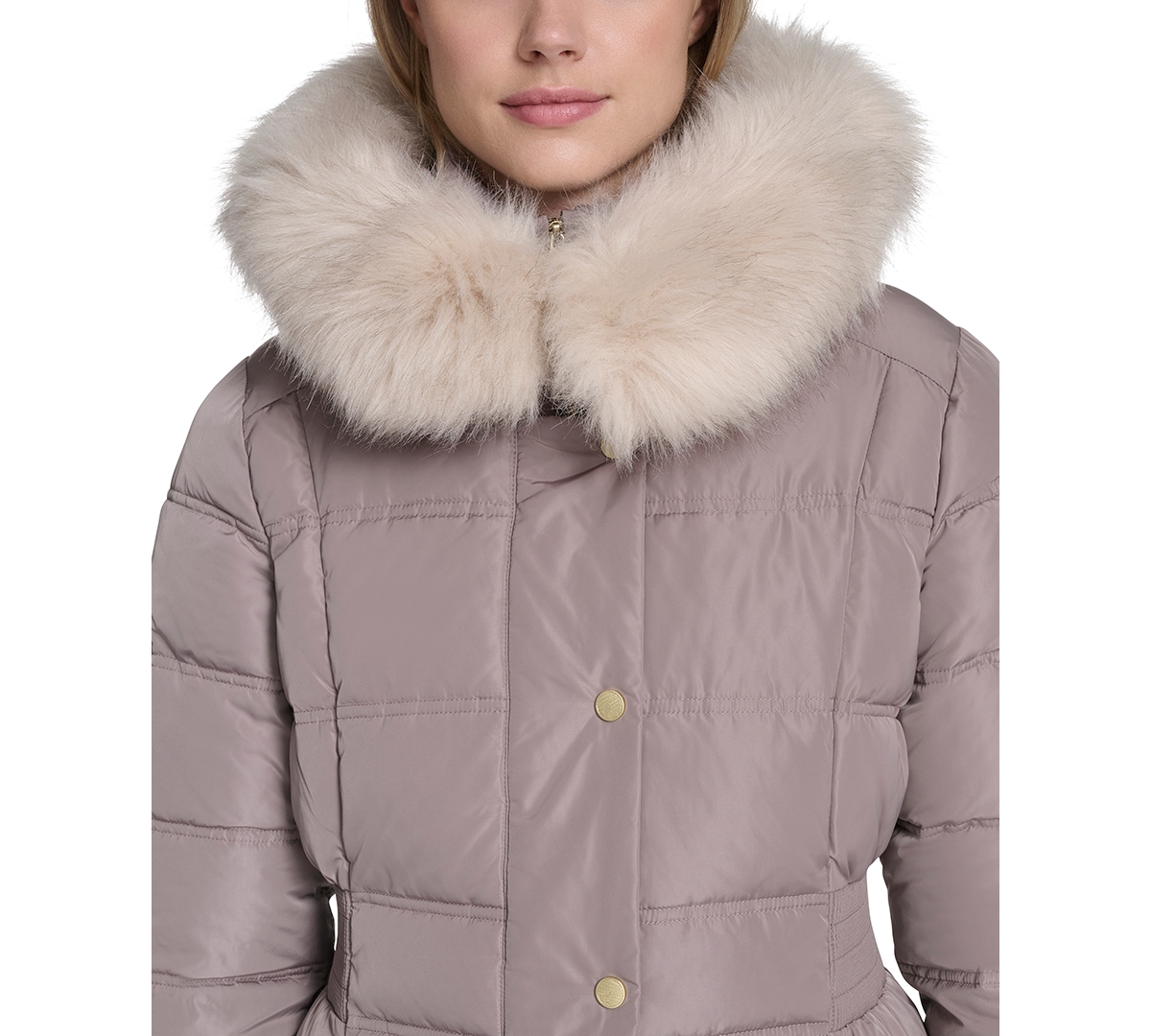 Cole Haan Women's Trim Hood Zip-Front Puffer Coat