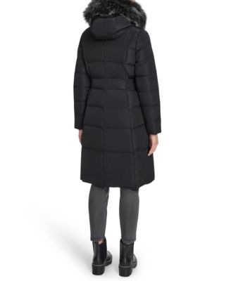 Women's Trim Hood Zip-Front Down Filled Puffer Coat