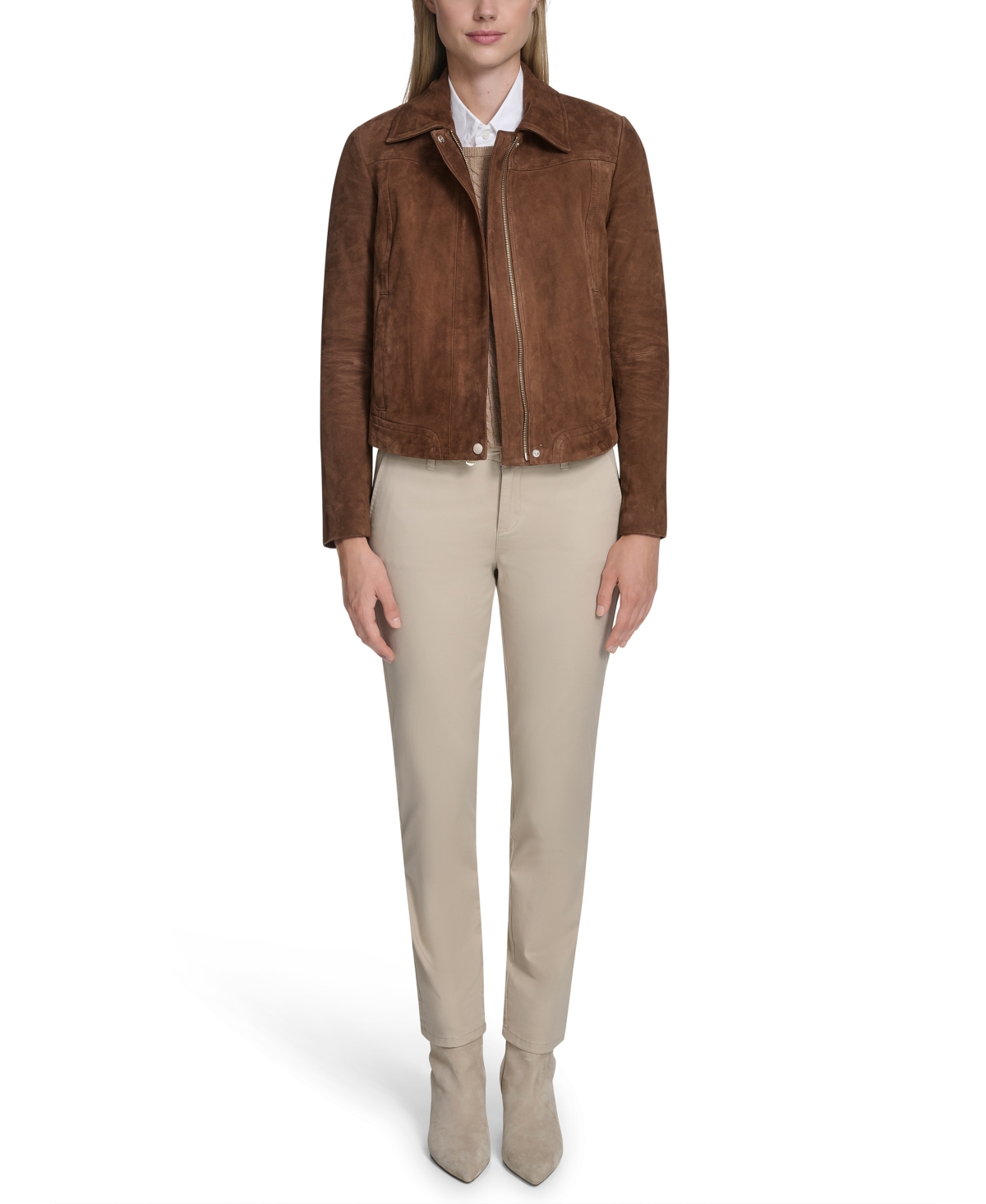 Cole Haan Suede Jacket In Brown