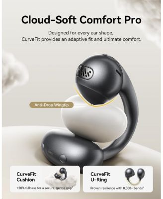 Bowie MC1 Pro Open Ear Clip-On Headphones, Hi-Res LDAC & HiFi4 Acoustic Sound, 5g Ultra-Lightweight Comfort, SuperBass 2.0, DNN 4-Mic AI Clear Calls, IP67 Waterproof, Bluetooth 6.0