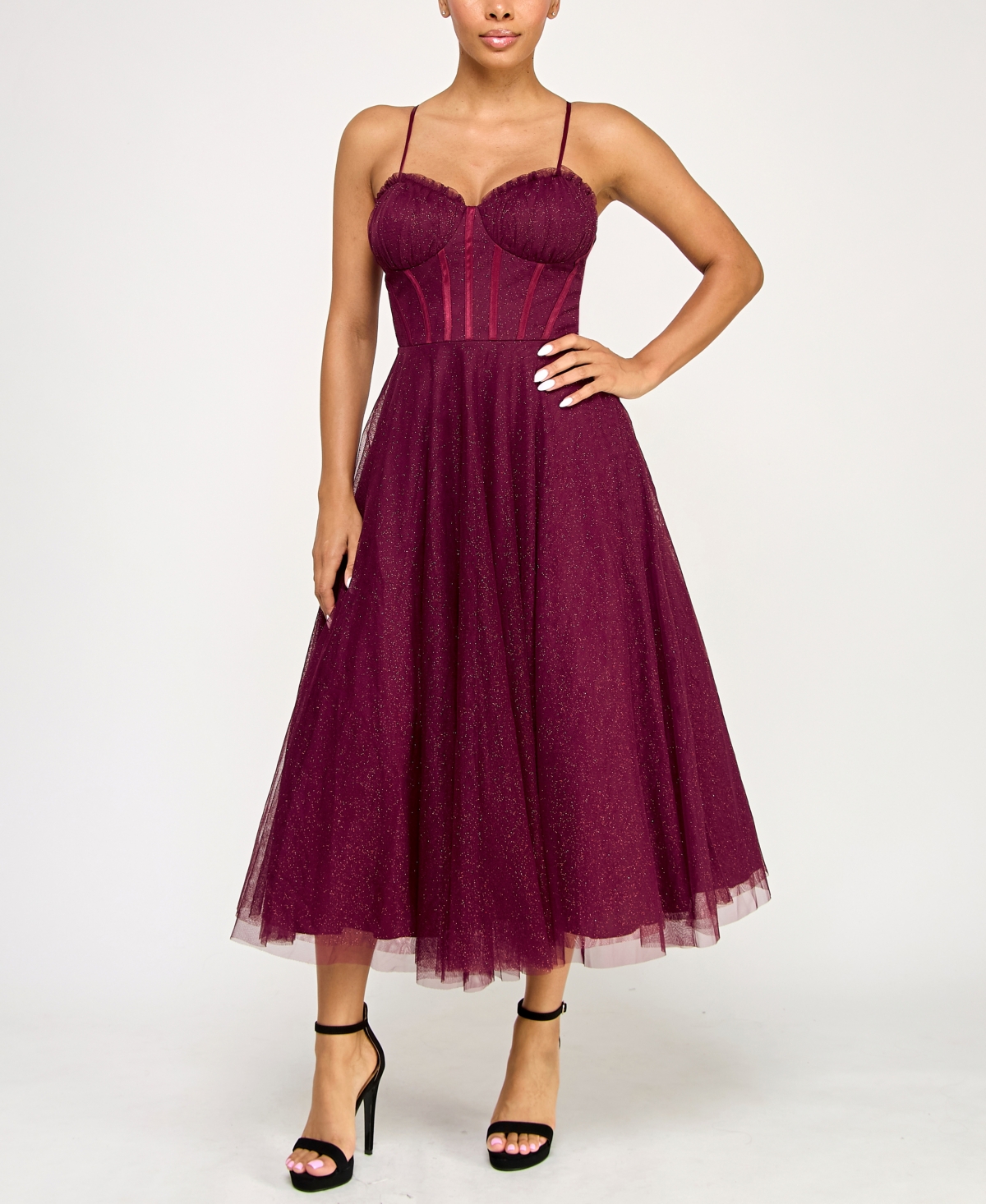 pear culture Juniors Glitter Corset Dress