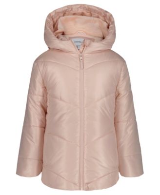 Girls' 7-16 Curved Quilt Puffer with Hood Jacket