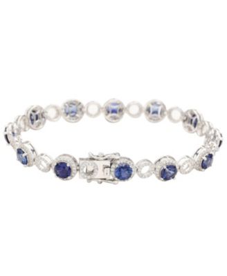 Suzy Levian Sterling Silver Sapphire & Created White Sapphire Circle Bracelet