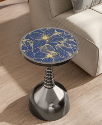 Knoll 16" Metal Round End Table with Pedestal Base