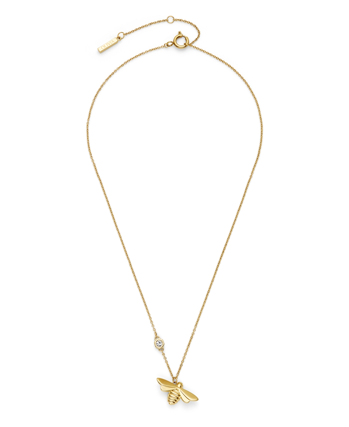 Olivia Burton Honey Bee Gold Tone Stainless Steel Necklace In Brown