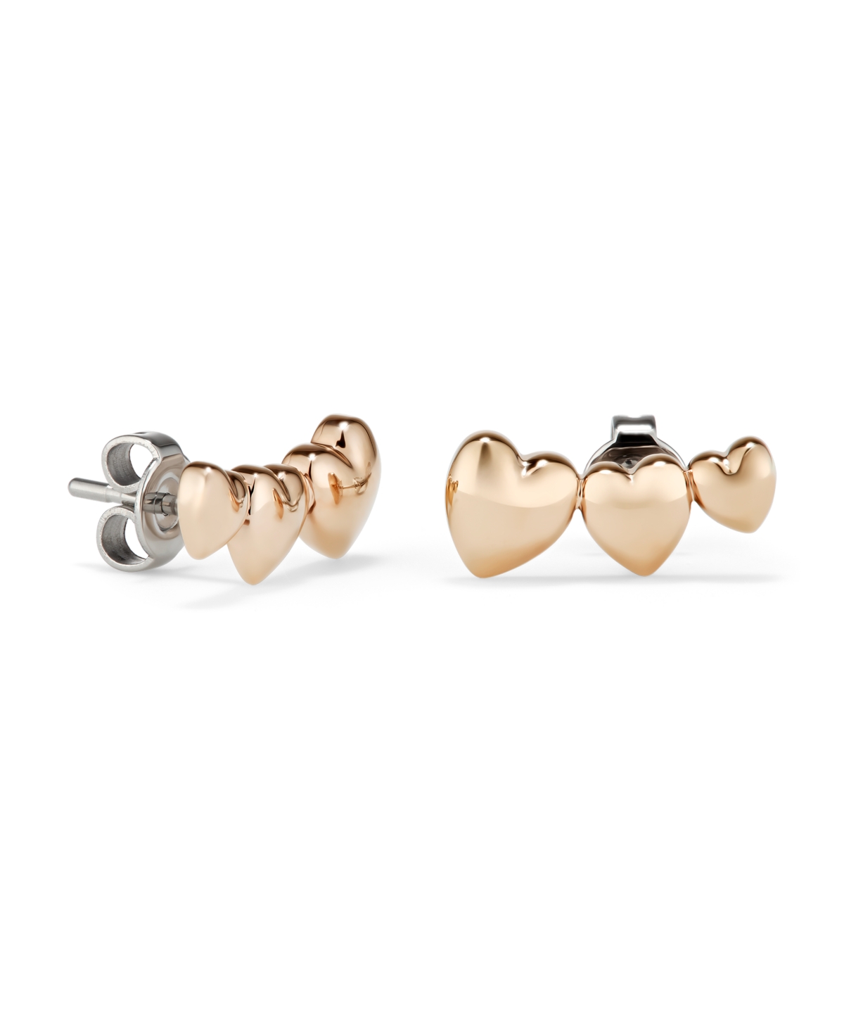 Olivia Burton Mini Heart Rose Gold Tone Stainless Steel Earrings In Gold