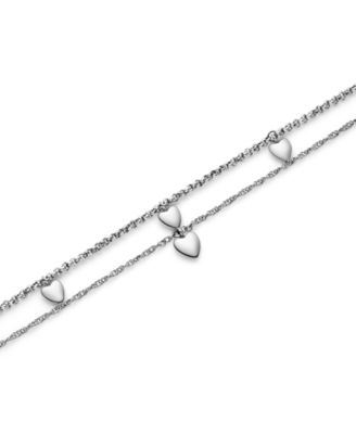 Mini Heart Silver Tone Stainless Steel Bracelet