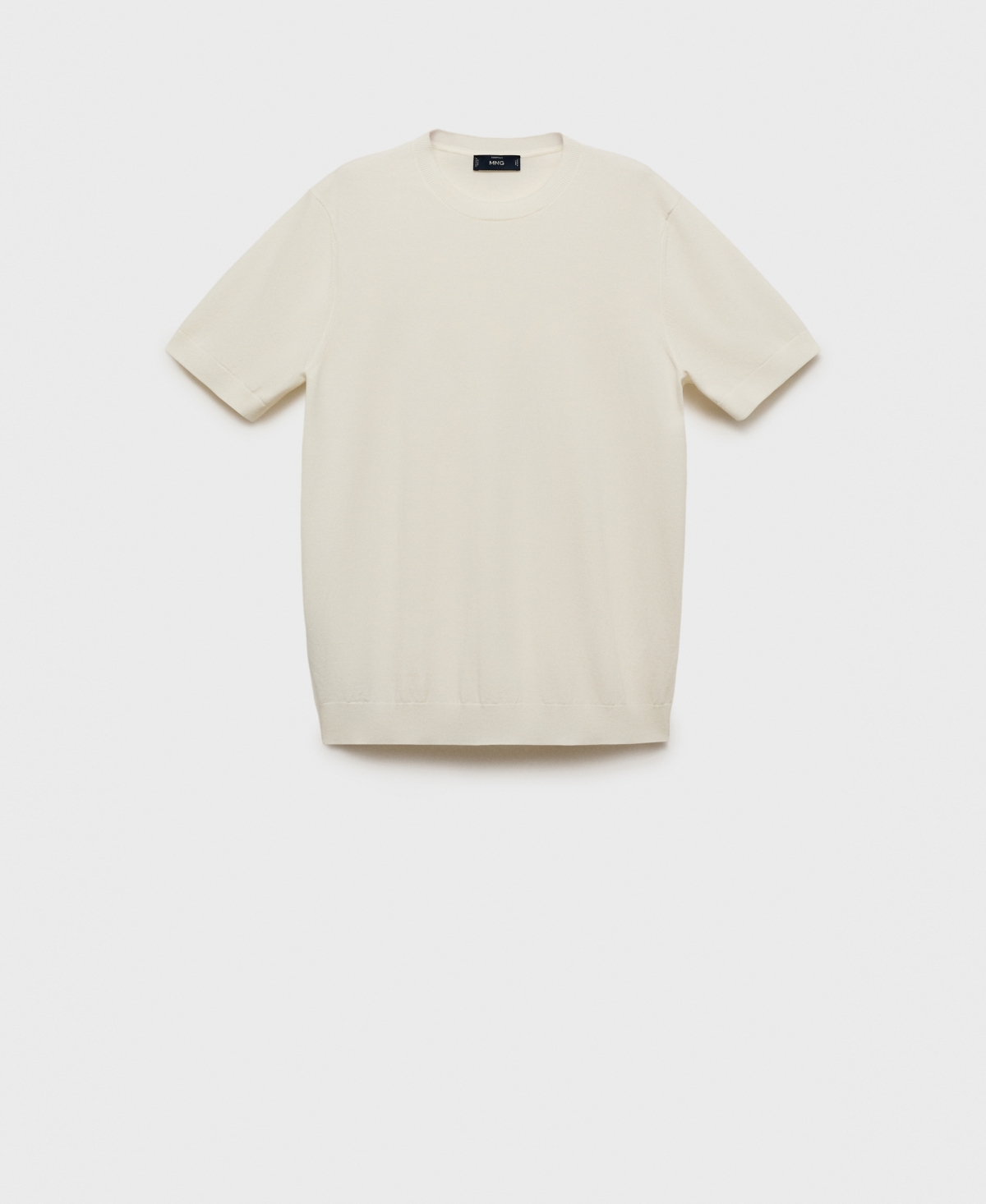 Mango Short Sleeve Cotton Crewneck Sweater In White