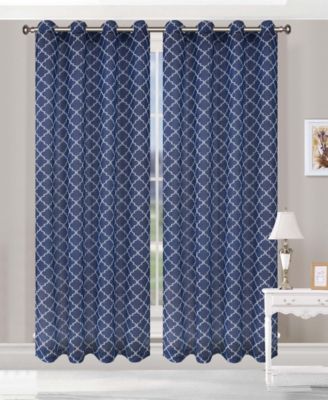 Trellis Sheer 2-Piece Curtain Panels with Grommet Header Top, 52" X 63"