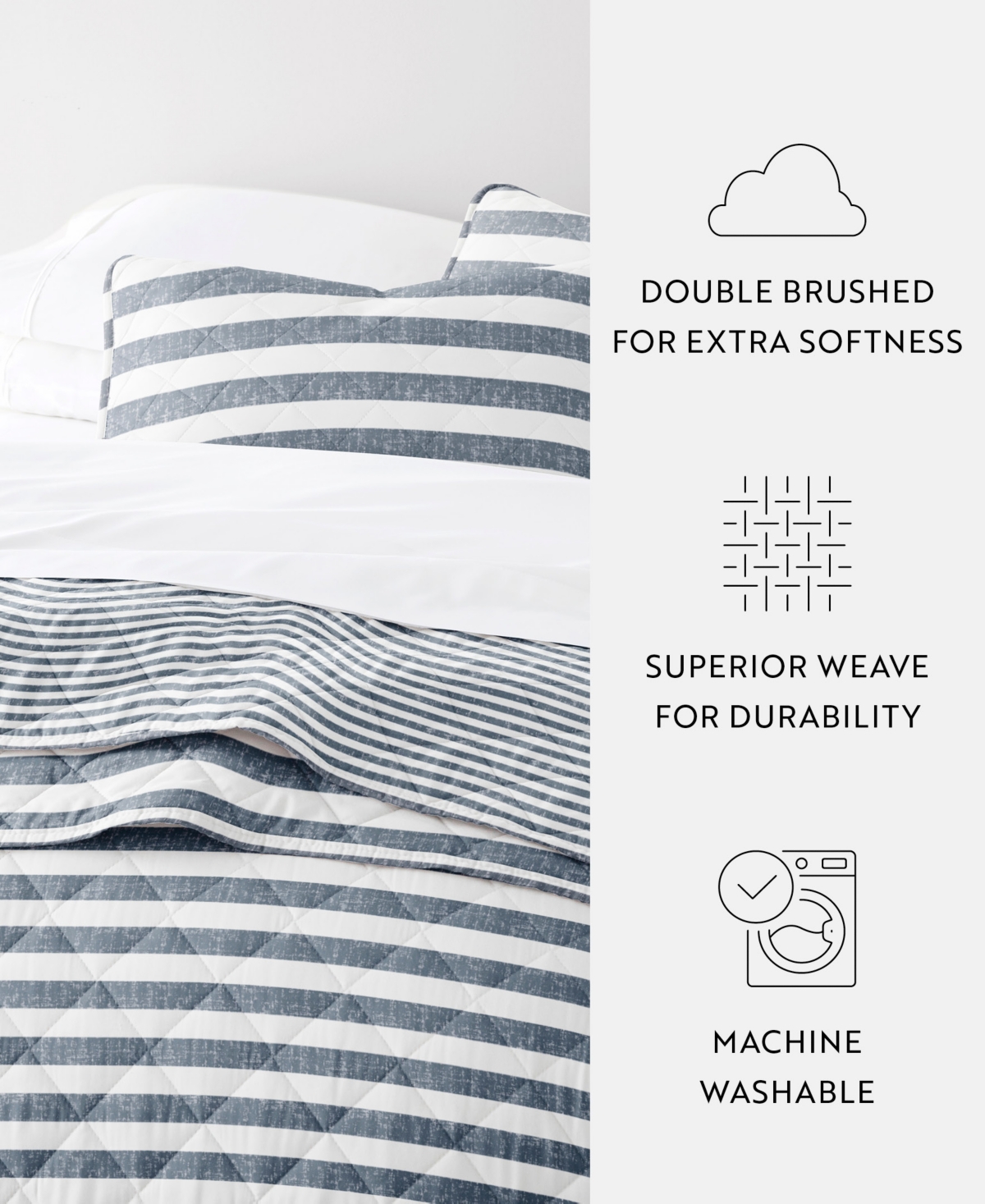 ienjoy Home Classic Stripe Reversible 3-Pc. Quilt Set, King/California King