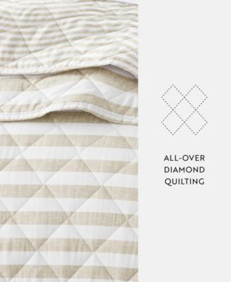 Classic Stripe Reversible 3-Pc. Quilt Set, Full/Queen