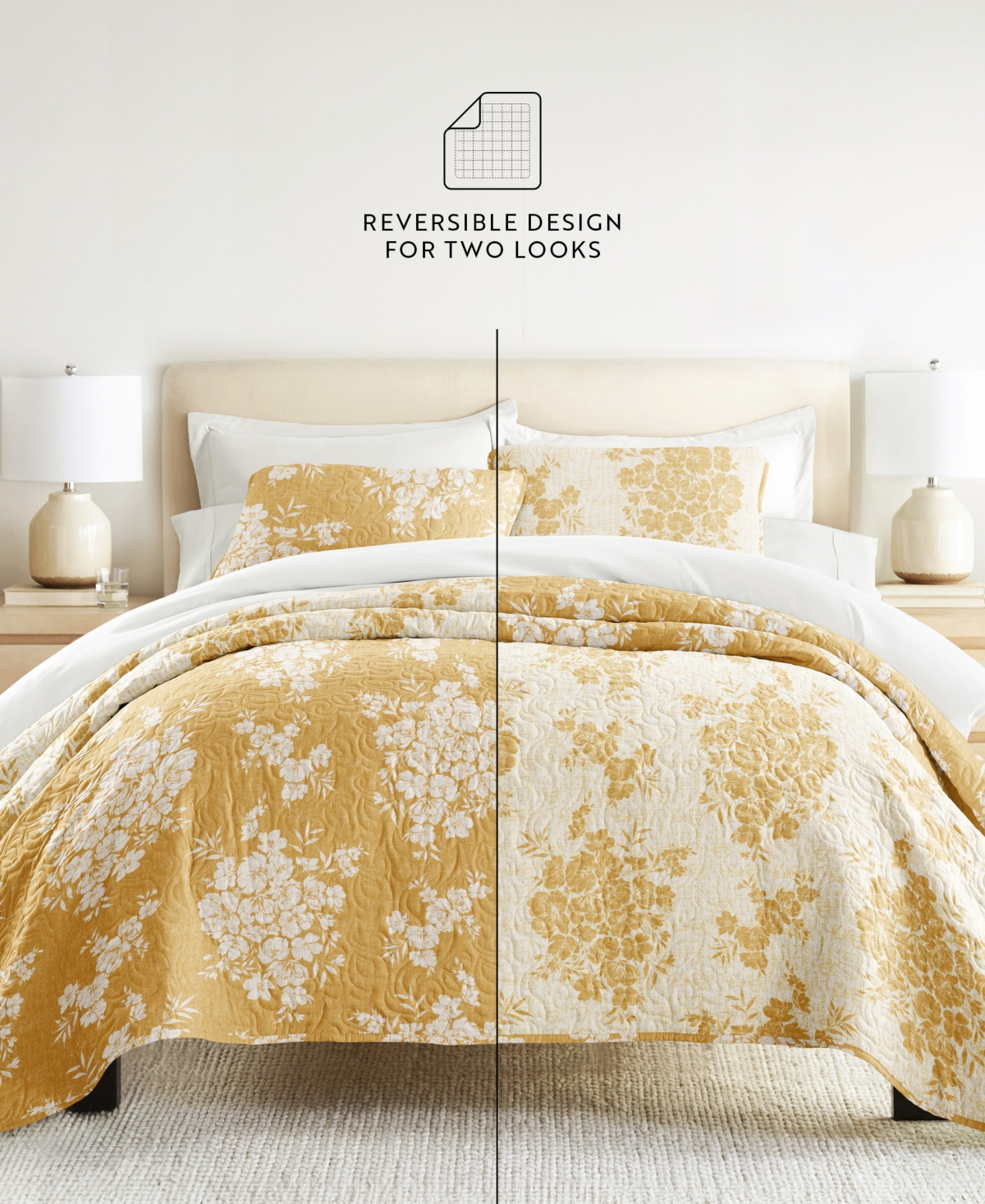 ienjoy Home Distressed Bouquet Reversible 3-Pc. Quilt Set, Full/Queen