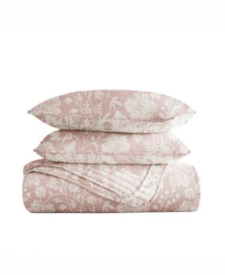 Textured Floral Reversible 3-Pc. Quilt Set, King/California King