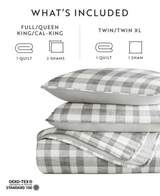 Watercolor Plaid Reversible 3-Pc. Quilt Set, King/California King